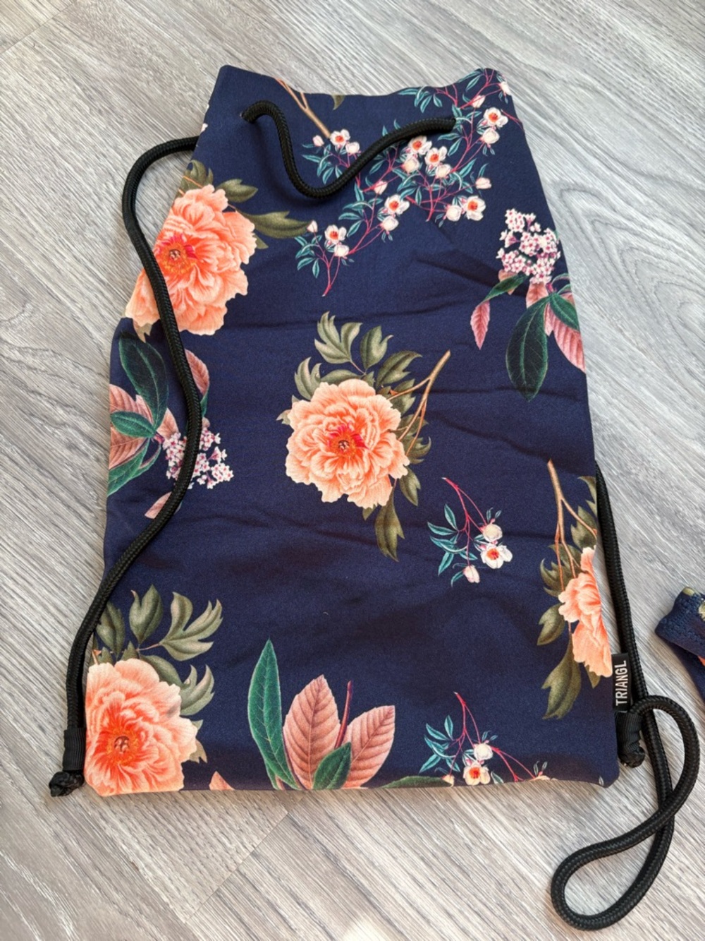Triangl Navy Floral Neoprene Bikini Set with Matching Bag - Top S / Bottom XS - Picture 2 of 13